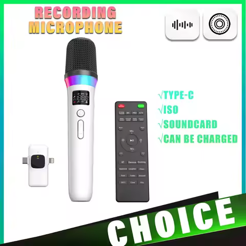 Streaming Recording Wireless Microphone Singing Recording Noise Cancelling Microphone 2in1 Wireless 