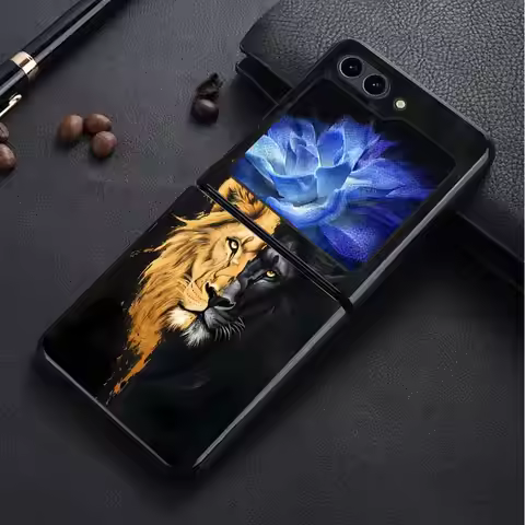 Animal Lion Pattern Case for Samsung Galaxy Flip4 Z Flip 7 6 5 4 3 Flip5 Flip6 Flip3 Flip7 FE Back P