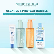 Cleanse & Protect Bundle - Physical Sunscreen+Amino Gel Cleanser+Oil Micellar Water- Reduce Irritati