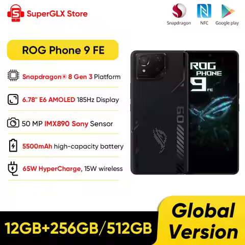 Global Version ASUS ROG Phone 9 FE 5G Smartphone Snapdragon 8 Gen 3 6.78" 185Hz FHD+ Display 5500mAh