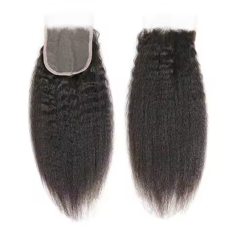 Kinky Straight 4x4 Lace Closure Human Hair Yaki Straight 4x4 Swiss Lace Closure Unprocessed Brazilia