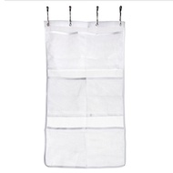 6 Pocket Bathroom Shower Hanging Mesh Organizer Bath Organizer Bag Curtain Rod Liner Hooks Curtain S