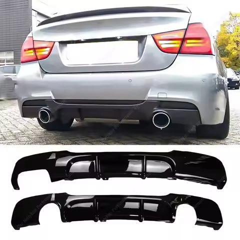 MP Style Gloss Black Rear Diffuser For Bmw E90 E91 320i 320d 325d 330d 335i 2005-2012 4-Door M Sport