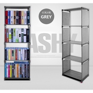 [READY STOCK] Diy 8 Grid Multilayer Non Woven Plastic Book Shelf Cabinet Gray