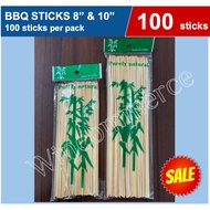 BBQ STICKS 100 sticks per pack 8 inches and 10 inches Bamboo BBQ Skewers