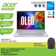 Acer New Laptop Swift 3 543V ( 14 Inch OLED | Intel i5-12500H | 8GB OB RAM | 512GB NVME SSD | INTEL IRIS XE | Window 11 | Microsoft Office Home &amp; Student | 2 Years Warranty)