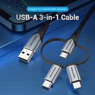 Cáp sạc đa năng 3 in 1 & 2 in 1 Vention - Chuyển USB sang Micro USB/Lightning/USB Type C