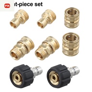 อะแดปเตอร์เครื่องฉีดน้ำแรงดันสูงปลดเร็วอัตโนมัติ8ชิ้นชุดข้อต่อ M22 38ใน34นิ้ว