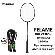 ORBITAL Full Carbon Badminton Racket 4U (82±2g) Serang & Durable Lightweight Strong 22-30lbs
