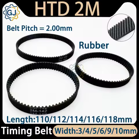 Belt HTD 2M-142 Rubber HTD 2M-142 Closed Loop Rubber Timing Belt Width 4/6/10/15mm HTD2M Length 118