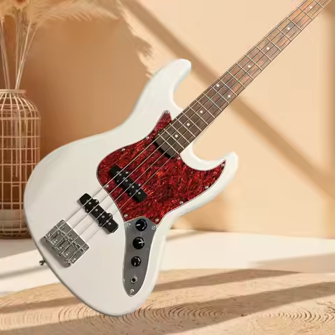 WHite Jazz Bass SQ Alder Wood Body Electric Guitar Free Shipping Fixed Bridge