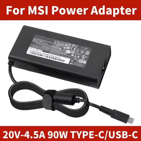 90W 20V 4.5A TYPE-C USB-C AC Laptop Power Adapter Charger For MSI Prestige 15 14 Summit E13 E14 E15 