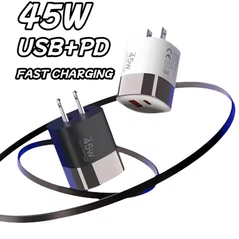 45W USB Type C Phone Charger Super Fast Charge 2 Port Wall Charger USB PD Adapter For iPhone Realme 
