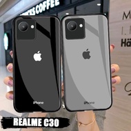 Hardcase 2d Glossy Glass Material Motif iphone For REALME C33 C30 Latest [M154] Casing hp Realme C33