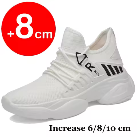 Men's Elevator Shoes Breathable Sneakers Hidden Heels 8CM 6CM Optional Heels Height Increasing sport