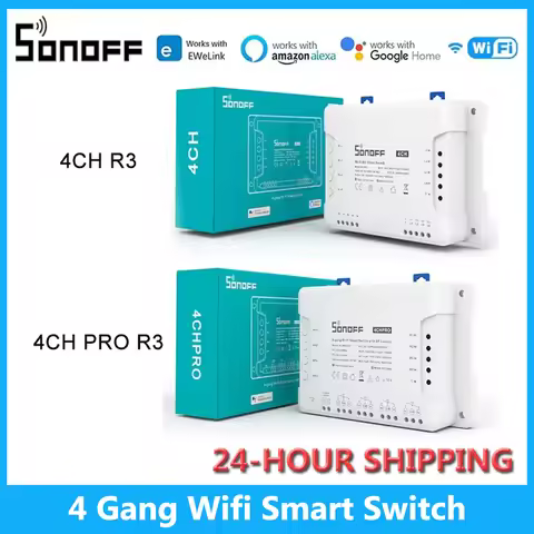 SONOFF 4CH R3 /4CH PRO R3 4 Gang Smart WIFI Switch 433MHZ Din Rail Mounting Wireless Remote Control