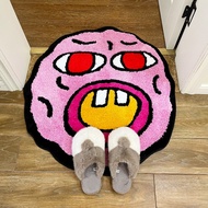 Cherry Bomb Rug Pink Handmade Tufted Carpet Room Decor Kawaii Rug Small Rugs for Bedroom Cartoon Cir