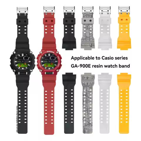 Replacement Resin Rubber Strap for Casio G-Shock GA-900 GA-800C (Module 5637), 16mm Waterproof Sport