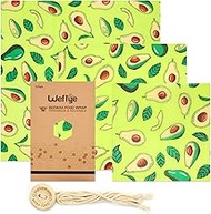 Reusable Beeswax Food Wrap, 3 Pack Eco Friendly Sustainable Food Wraps with Jojoba Oil, Plastic-Free Alternative for Food Storage, Zero Waste Bowl Cover Bread Sandwich Fruite Wrappers–3 Sizes (S,M,L)