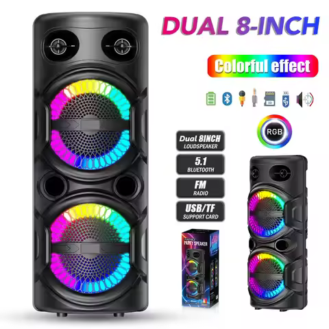 3000W Portable Bluetooth Speaker Sub woofer Heavy Bass Sound System Party Dj Rechargeable Led Light 