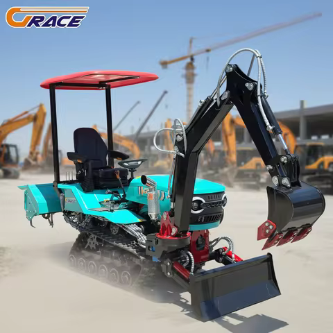 Customize 15HP 25HP 35HP Small Tractor with Ditching Plow, Trencher, Bulldozer, Excavator Bucket for