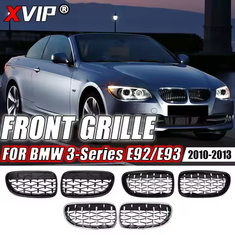 XVIP Silver Diamonds Style Front Bumper Grilles For BMW 3 Series E92 E93 2010-2013 328i 335i Double 