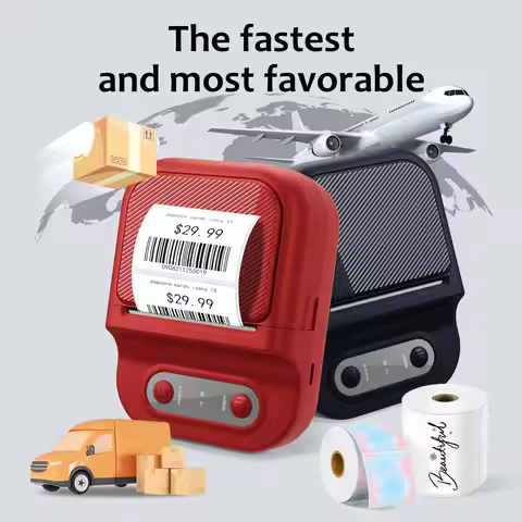 Bluetooth Label Printer, Wireless Mini Thermal, 1100mAh, 12-57mm Paper, Type-C, for Office Shipping 