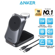 Anker Prime 3-in-1 Wireless Charging Station 25W Qi2.2 Magnetic Charger AirCool Foldable Stand B25N1