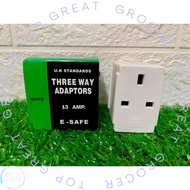 THREE WAY ADAPTOR E-SAFE 13AMP 250V [3 WAY ADAPTOR] [3 WAY ADAPTER]