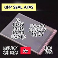 OPP plastic top seal size 13x13, 13x18, 13x20, 13x21.5, 13.5x20, 13.5x21.5, 13x25 cm ~ 20 MICRON