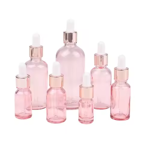●1Pcs 5-100ML Pink Dropper Bottles Travel Refillable Essential Oils Liquid Container Eye Dripper Pip