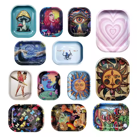 18*14cm Metal Tobacco Rolling Tray Cigarette Smoking Accessories Dish Tin Storage Plate Small Roller