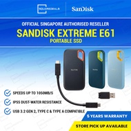 SanDisk Extreme Portable SSD E61 USB 3.2 Gen 2, Type C & Type A compatible Speeds up to 1050MB/s IP5