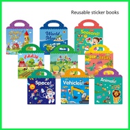 【SG Stock】3+y Kids Scene reusable first Sticker book, Dinosaur/vehicle/Space, jelly stickers, kids activity book