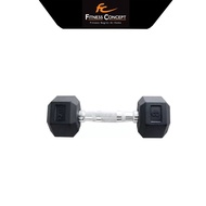 Fitness Concept: Maxx Hexagon Rubber Coated Solid Cast Iron Dumbbell (8lbs - 15lbs)