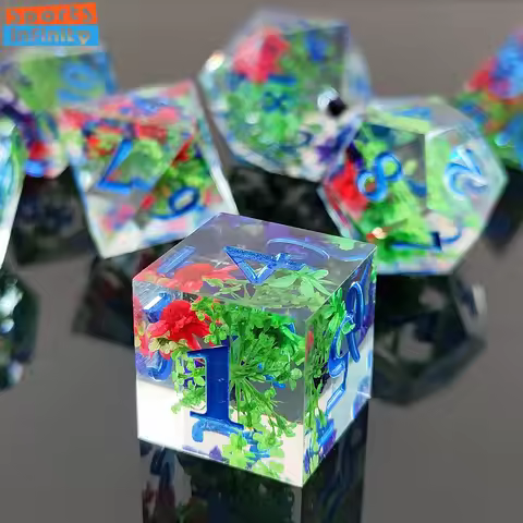 7pcs/set Beautiful Transparent Resin Dice Polyhedral Digital Dice for DND COC Running Group TRPG Cth