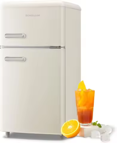 Retro Mini Fridge 3.5 Cu.ft Small Refrigerator with Top Freezer Compact Fridge Apartment Size Refrig
