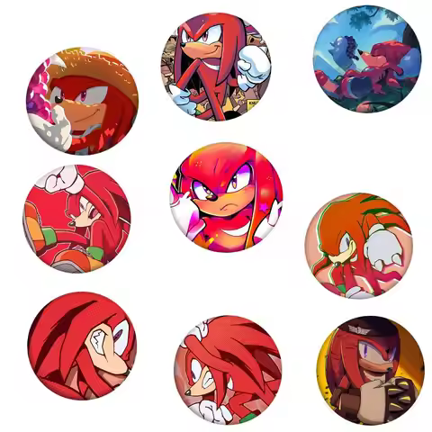 Cartoon Knuckles The Echidna Round Badge Creative Brooch Clothing Backpack Accessories Lapel Pin