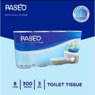 Paseo-tissue Toilet-Bathroom Roll-8 Rolls 300sheets 3ply