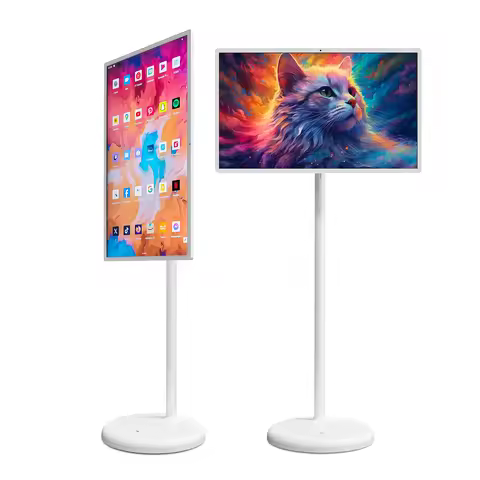 32-Inch Smart Android Portable TV Monitor Rotating Touch Screen Stand 2160p Resolution 12V Power Sup