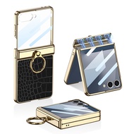 For Samsung Galaxy Flip 7 phone case Flip 7 shell film integrated leather casing crocodile pattern h