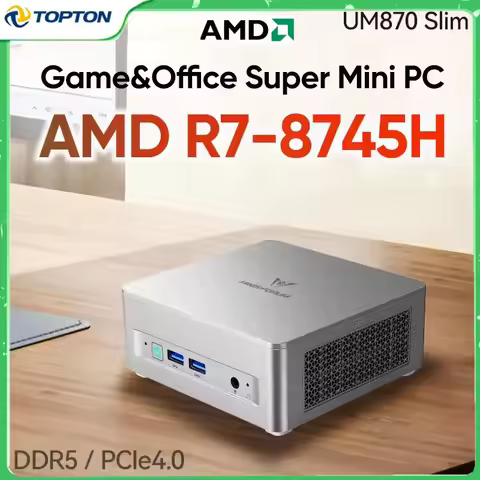 NEW Topton Mini PC UM870 UM760 Slim AMD Ryzen 7 8745H R5 7640HS USB4 2xDDR5 2*NVMe 2.5G LAN Windows 