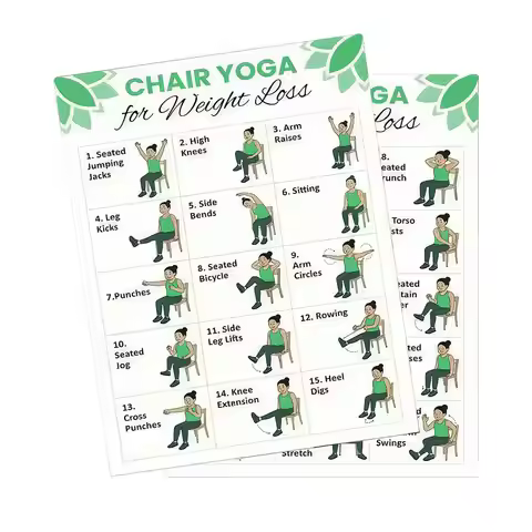 2 PCS Yoga Poster Home Exercise Gym Yoga 30 Day Chair Weight Loss Yoga Exercise Plan Chart Pose Heal