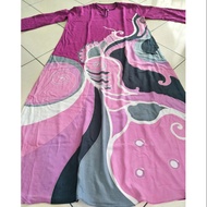 Jubah batik lukis terengganu warna pink purple