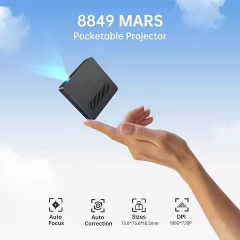 8849 MARS Mini Projector Portable DLP Projector Pocket Size Auto Focus & Key Compatible for Laptop, 