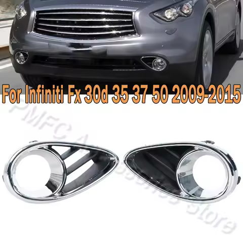 Car Front Bumper Fog Lamp Chrome Bezel Fog Light Cover Frame For Infiniti Fx 30d Fx35 Fx37 Fx50 2009