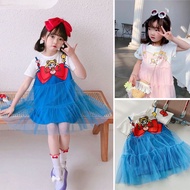 KL 100% cotton Summer Princess Dress Girl Kids Short Sleeve Dress Cute Baby Metting Sailor Moon Dres