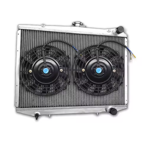 Aluminum Radiator + Fans For Nissan 1986-1997 D21 Pathfinder Pickup E LE SE XE L4 V6 MT 88 1989 1990