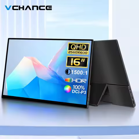 VCHANCE 16 Inch 2.5K Portable Monitor 16:10 2560*1600p 100%DCI-P3 500Nit Travel Second Gaming Displa