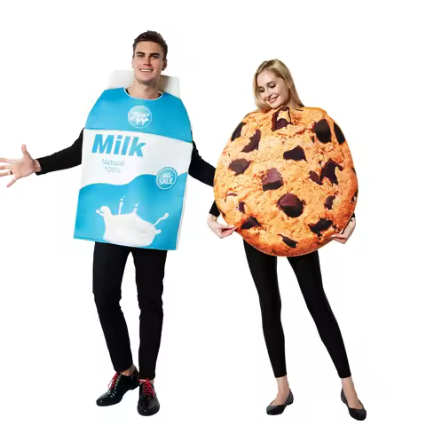 Funny Adult Kids Cookies And Milk Costume Halloween Costume For Couple Men Milk Costume Women Cookie